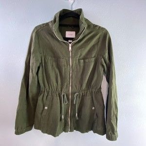 Old Navy Green Linen Blend Tie Waist Full Zip Lightweight Jacket Size Small